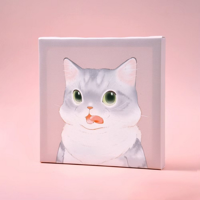 可愛貓咪無框畫，居家裝飾壁畫，溫馨療癒系貓咪圖案，簡約時尚無框設計，客廳臥室裝飾畫