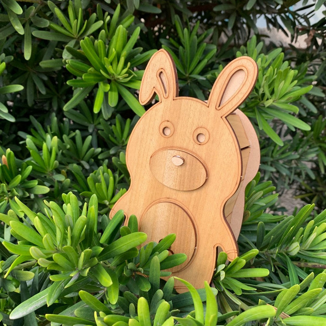 【兔年】兔子造型存錢筒 DIY組裝 手作木製玩具 桌面擺飾, 兔整身
