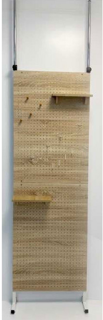 寵傢好 贈止滑墊 全幅版 木紋風 洞洞板 頂天立地 牆面收納 層架 置物架 收納架, 漂流木/白, 1個