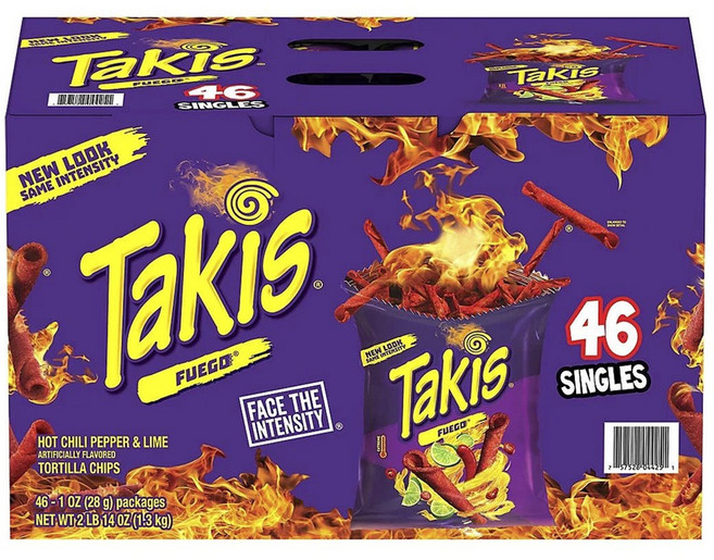 Takis Hugo 辣味辣椒萊姆墨西哥薄餅脆片, 1.3kg, 1個