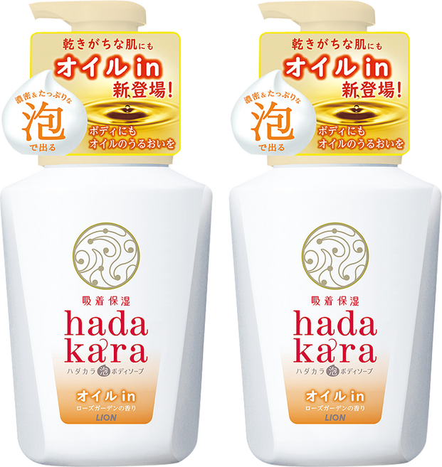 LION 獅王 Hadakara 泡泡沐浴油玫瑰花園香, 2個, 530ml