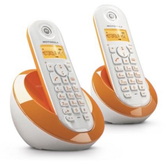 MOTOROLA DECT 數字雙子機無線電話, C602(新品，橘色)