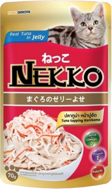 NEKKO 果凍餐包 幼貓 老貓吉食包 70g 濕糧 貓濕食 貓副食, 1個, 鮪魚+蟹味棒
