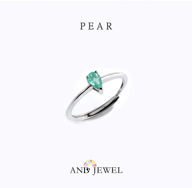AND JEWEL 祖母綠水滴戒指 經典系列 梨形寶石 銀飾