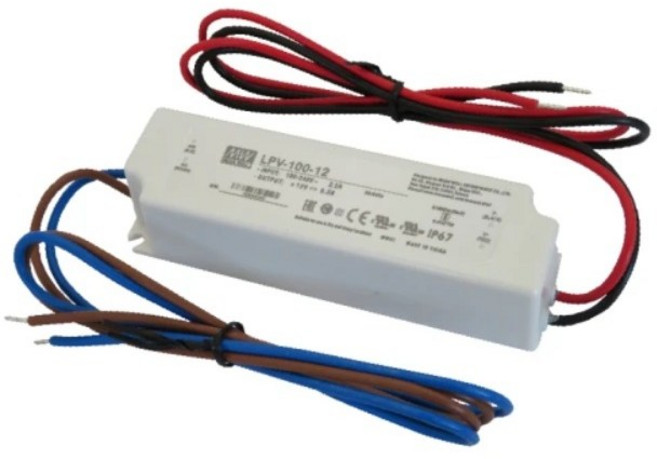 明緯 12V戶外防水變壓驅動器 100W, LPV-100-12, 1個