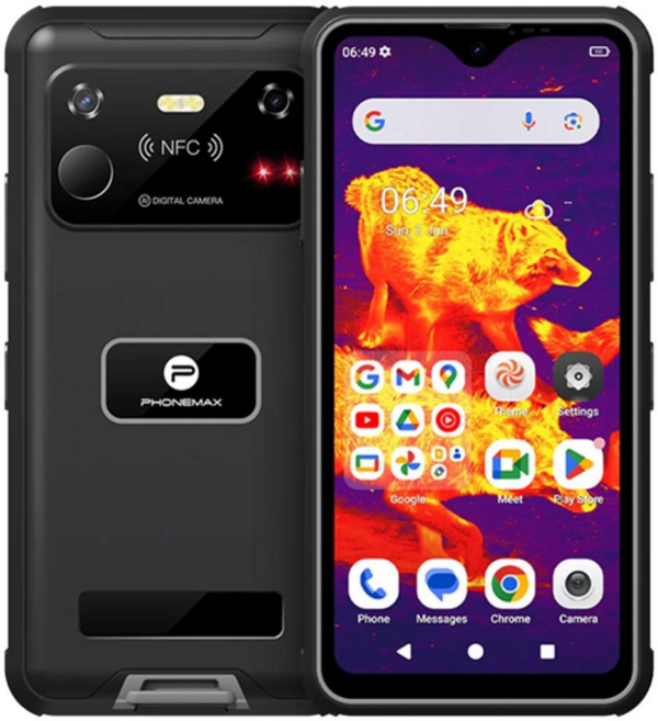 Phonemax R4 GT 迷你三防手機 熱像儀 夜視 6400萬像素 安卓14, 黑色, 128GB