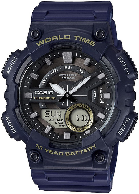 CASIO 卡西歐 男款10Bar防水聚氨酯錶帶手錶 AEQ-110W-2AJH