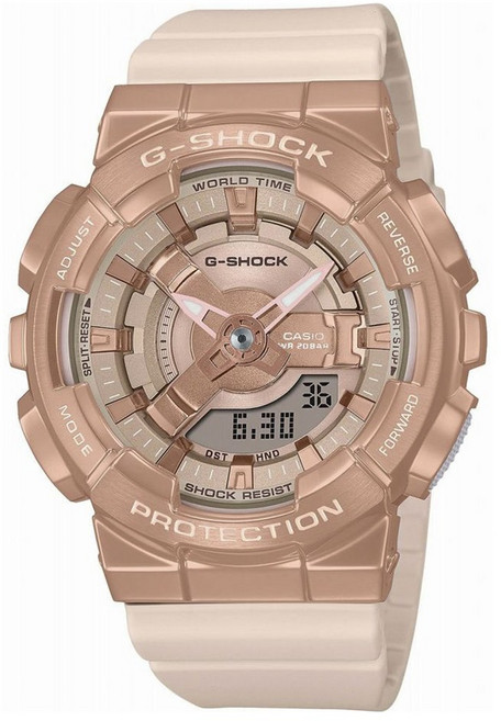 CASIO 卡西歐 G-SHOCK 金屬錶殼中型防護WR 20BAR女性運動手錶 GM-S110PG-4AJF