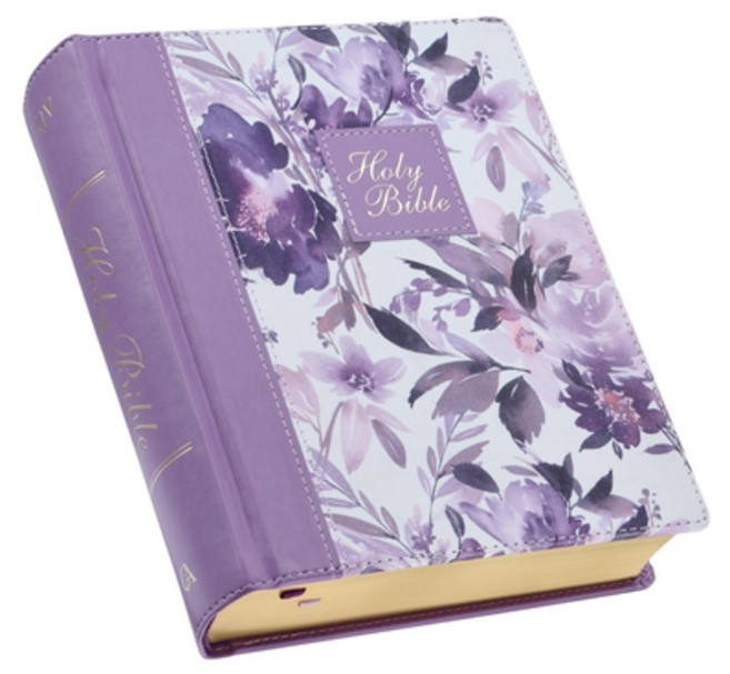 (英文圖書) KJV Holy Bible Note-Taking Bible Faux Leather Hardcover - King James Version Purple Floral... Leather, Christian Art Gifts, 英文, 皮革