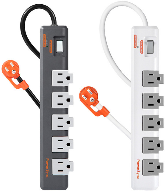 PowerSync 群加 3P1開5插旋轉防火插座延長線 TR5W8018灰 TR5W9018白, 時尚白, 1個, 1.8m