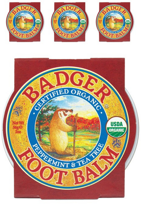BADGER 薄荷茶樹護足膏, 4個, 1個裝, 56g