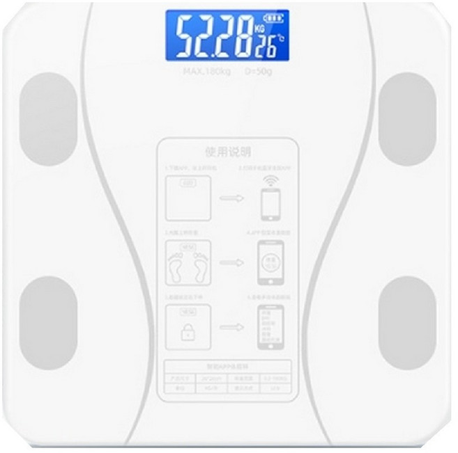 智能體脂秤 USB充電藍芽體重計 10克高精度 80項數據健康管理, I現貨I 白色【下載國際版OKOK】, 1個, 電池款【附4號電池】