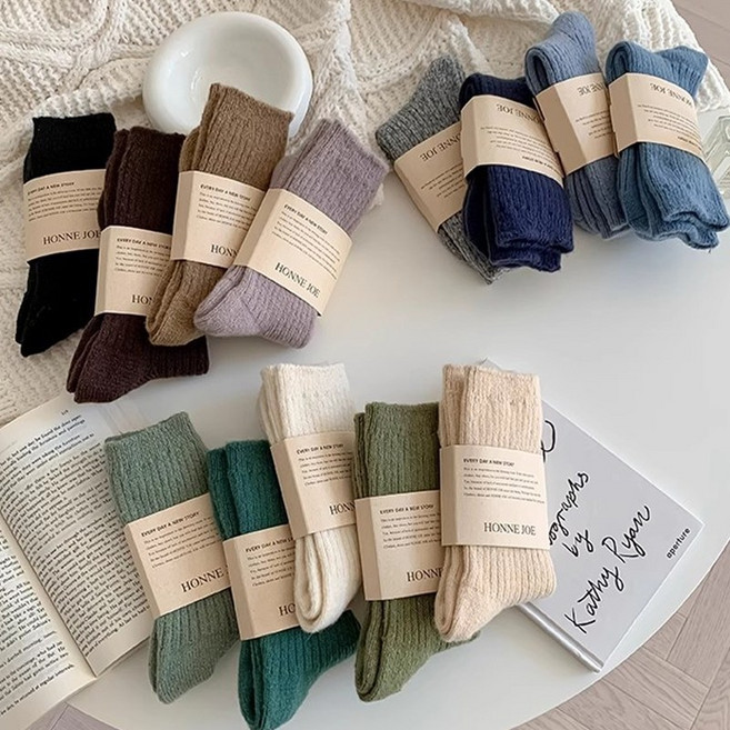 HONNE JOE 韓系秋冬羊毛襪 中筒襪 直條襪