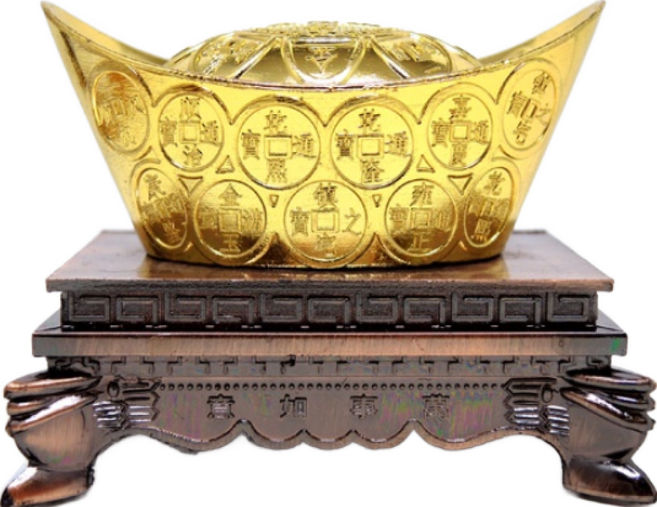 黃金萬兩銅合金元寶附底座