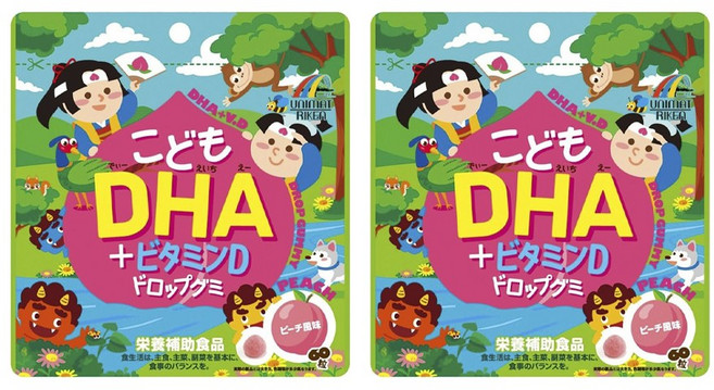 UnIMAT RIKEn 孩童DHA維他命D軟糖 水蜜桃口味, 2個, 60片