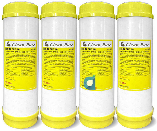 CLEAN PURE 10英吋標準型離子交換樹脂濾心 台灣製造 SGS認證 抑制水垢 軟化水質, 4個, C-100E