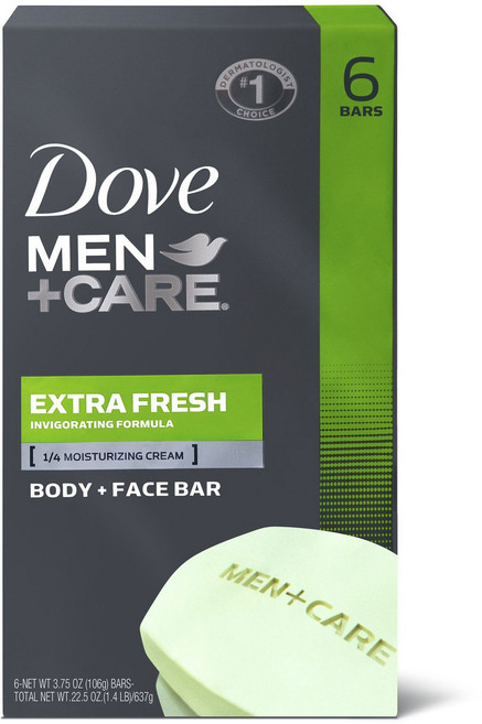 Dove 多芬 男士 + 護理 身體 + 臉部潔膚皂 清爽型 6入, 637g, 1個
