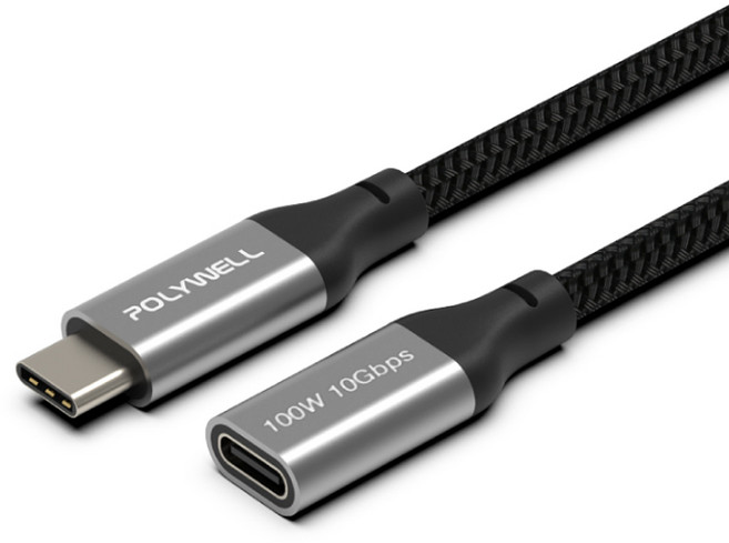 POLYWELL USB Type-C 公對母延長傳輸線 TYPEC 延長線, 1條, 0.25m