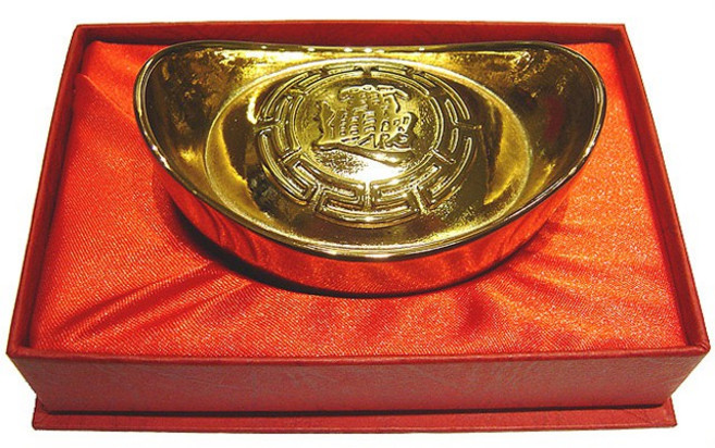 精緻版 大 金元寶 正銅純手工鍍金 財源廣進擺件 8x5x4.5cm, 詳見包裝