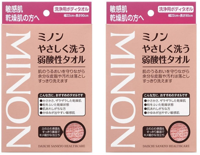 MINON 蜜濃 溫和清洗弱酸性毛巾 敏感肌適用, 2個, 1入, 粉紅色