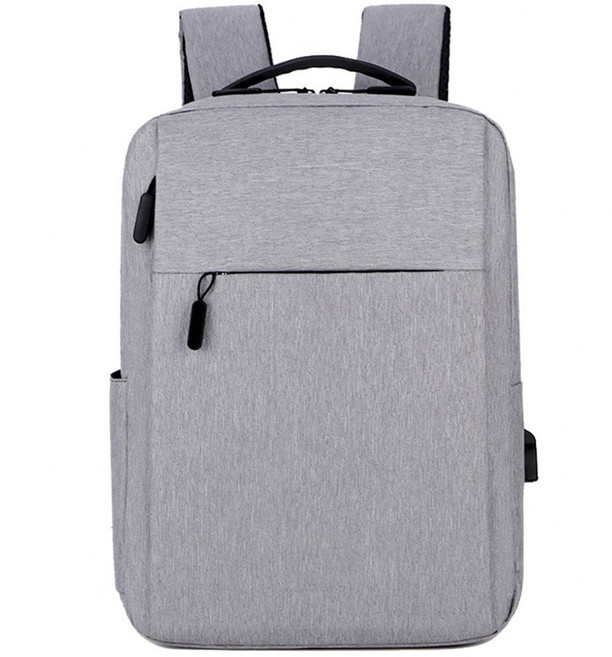 簡約大容量雙肩包 - 多功能防潑水筆電背包, 灰色