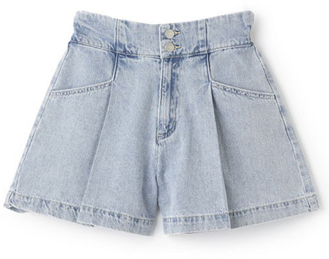 LOVETOXIC 女款修身打摺喇叭牛仔短褲