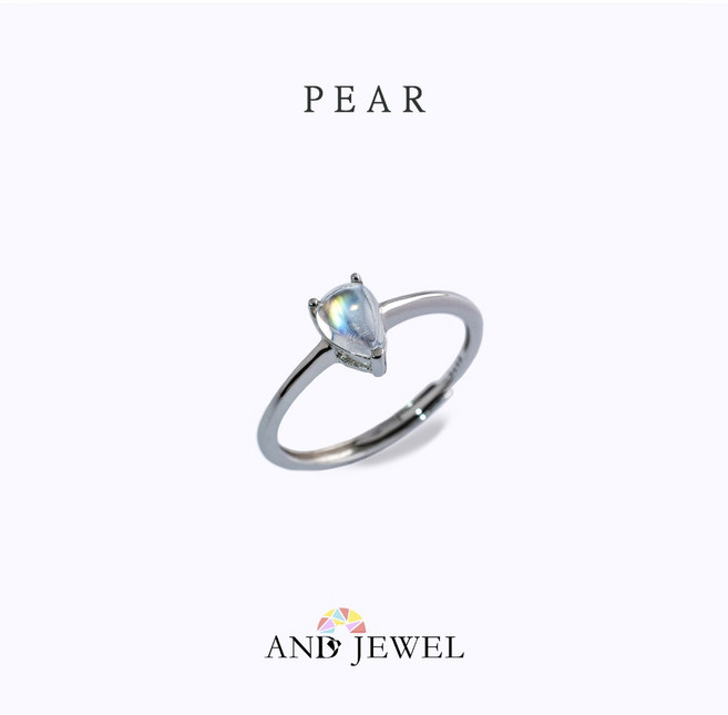 AND JEWEL 經典系列 月光石水滴戒指 銀飾 5x7mm