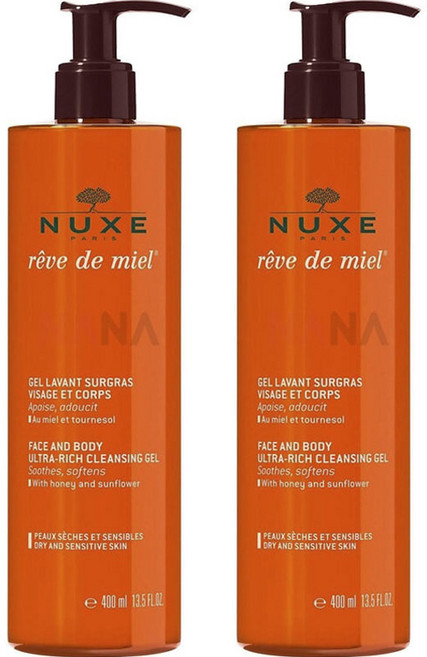 NUXE 巴黎歐樹 臉部與身體超豐潤潔膚凝膠, 2個, 400ml
