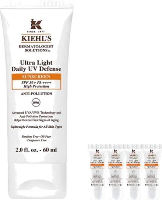 키엘 울트라 라이트 데일리 유브이 디펜스 썬스크린 SPF50+ PA++++, 1개, 60ml (+키엘 썬스크린 5ml 사은품 증정)