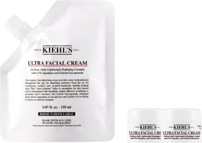 3위 - 사은품키엘 수분 장벽 크림 리필 파우치, 1개, 150ml (+R.LUX  키엘 사은품 증정)