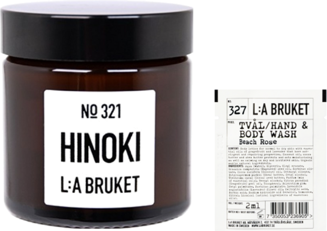 라부르켓 321 센티드 캔들, 50g, 1개, 히노키 (+R.LUX 라부르켓 핸드 & 바디워시 비치 로즈 2ml)