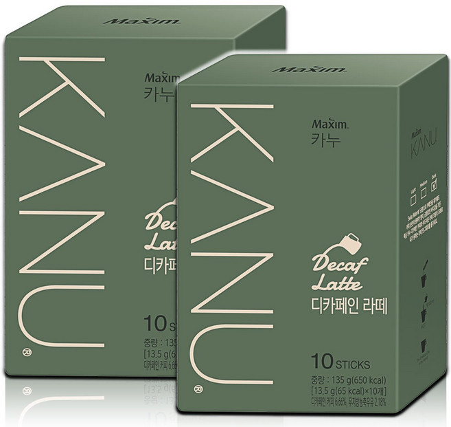 카누 디카페인 라떼 스틱커피, 13.5g, 10개입, 2개