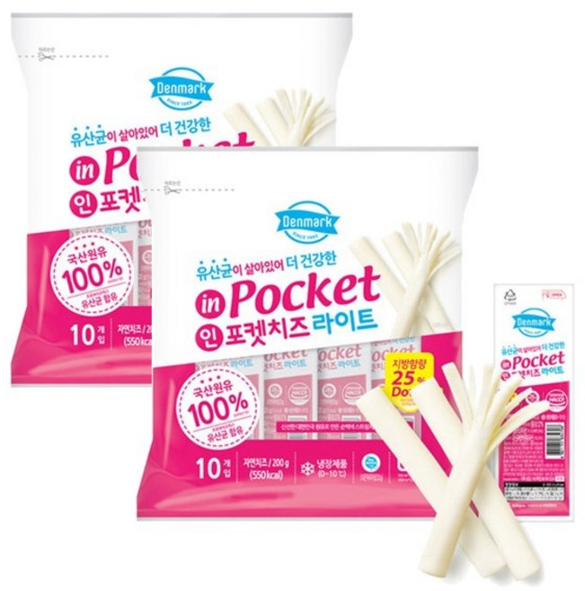 동원 덴마크 인포켓치즈 라이트, 20g, 20개