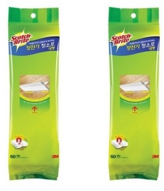 3M 스카치브라이트 정전기 청소포 대형 리필 60매 X 2개 + (추가증정 40매), 1세트