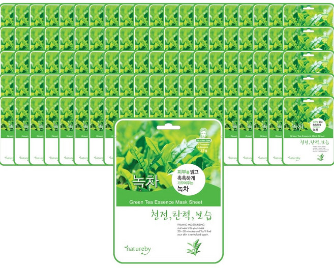 네이처바이 녹차 에센스 마스크 마스크팩, 1개입, 100개