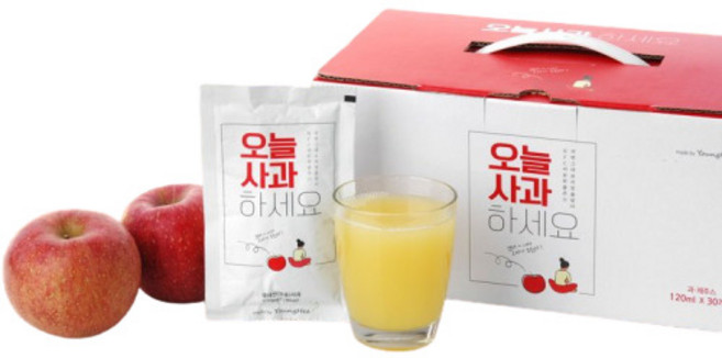 청송사과즙 프리미엄 사과즙 [오늘사과하세요], 30팩, 120ml