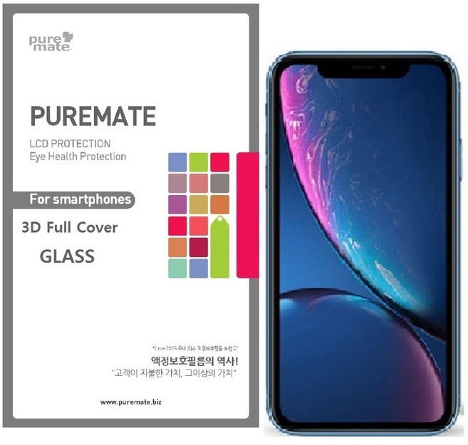 퓨어메이트 3D 라운드 풀커버 휴대폰 강화유리 필름, 1개