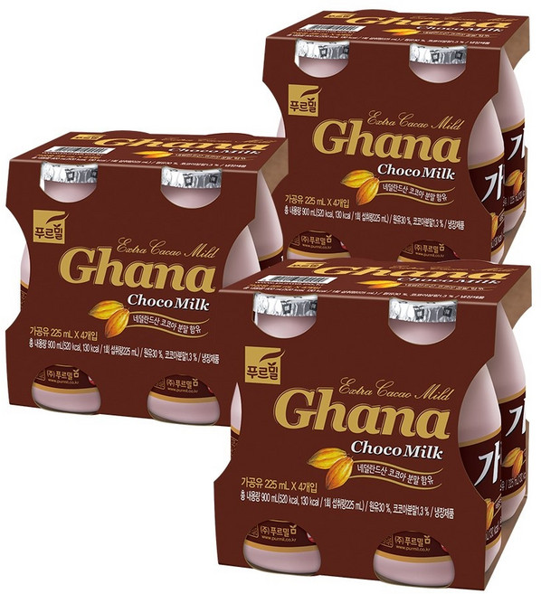 푸르밀 가나 초코우유, 225ml, 12개