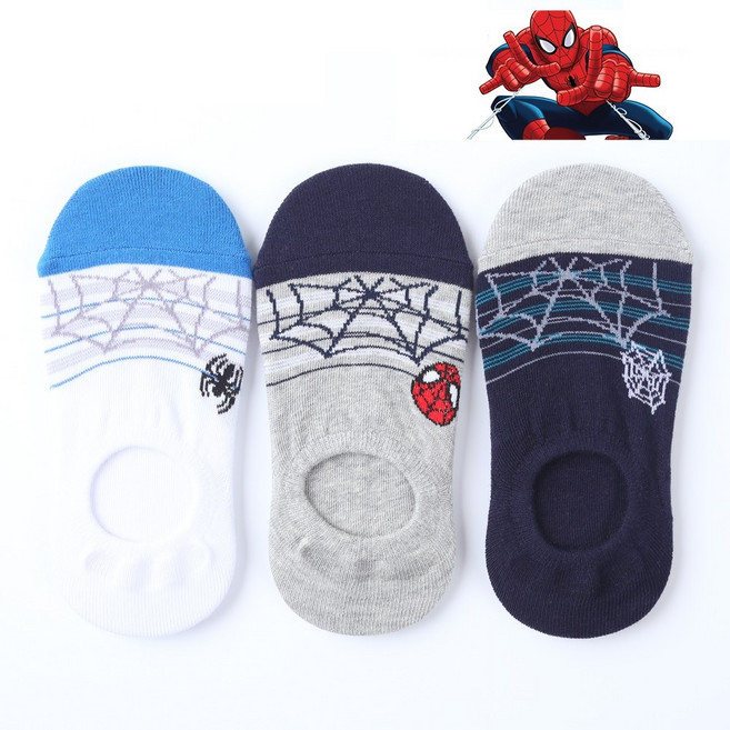 코지24 스파이더맨 유치원 초등학생 키즈 어린이 남아 남자아이 아동 덧신 양말 3족 세트