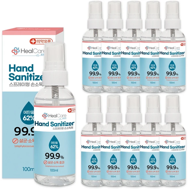 소확행몰 헬케어 의약외품 뿌리는 손소독제 세니타이저 스프레이 100ml, 10개 - 쿠팡