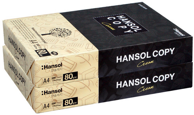 한솔 A4 미색 복사용지(A4용지) 80g 1000매(500매 2권), 1000매