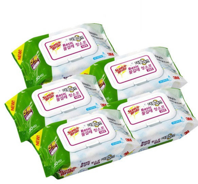 3M 베이직 더블액션 물걸레 청소포 표준형, 5개