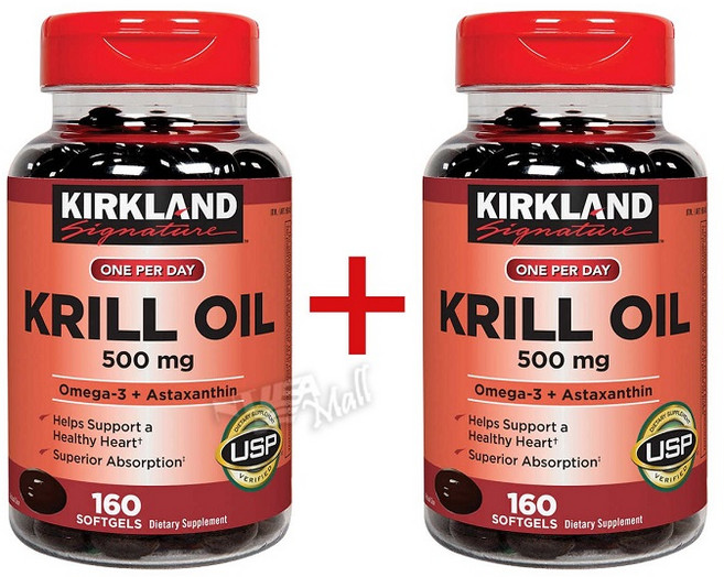 커클랜드 크릴오일 500mg 160정 1+1, 2개