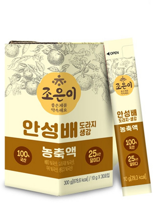 조은이식품 안성배 도라지 생강농축액 스틱10g 30포 선물포장, 10g, 30개입, 1개