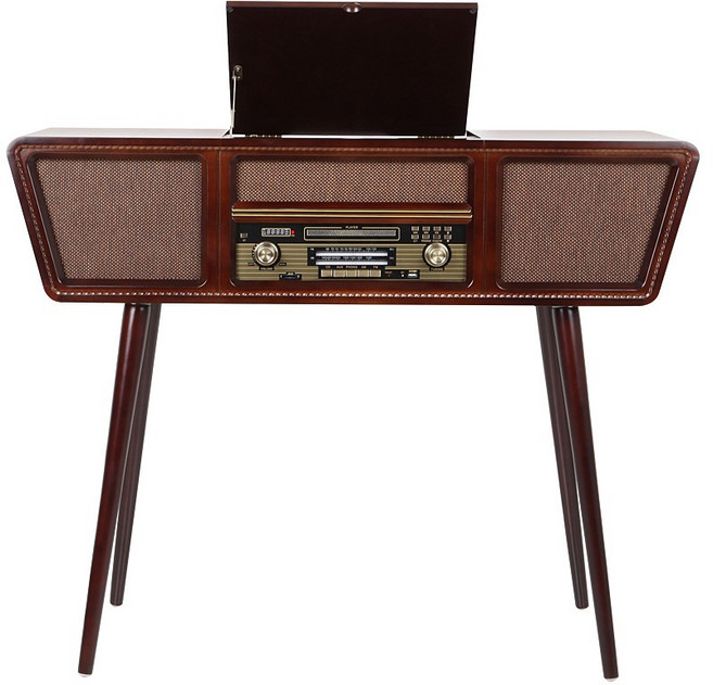 아이이피 i9100 엔틱오디오 LP턴테이블 블루투스 FM_커피색