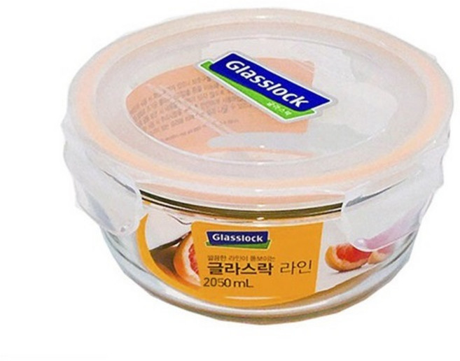 글라스락 원형 유리 밀폐용기 라인 4호 2050ml, 단품없음, 1개