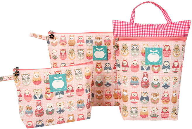 코니아일랜드 방수파우치 3종 세트, 마트로시카 핑크