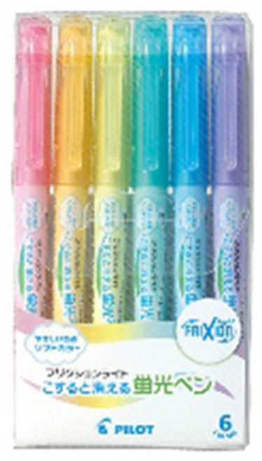 프릭션 라이트 형광펜 세트, 파스텔, 6개