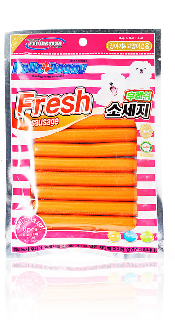헬로도기 강아지 고양이 후레시 소세지 8p, 오리고기맛, 120g, 1개