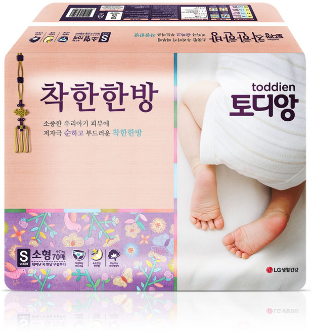 토디앙 착한한방 기저귀 밴드형 남여공용, 소형(S), 70매